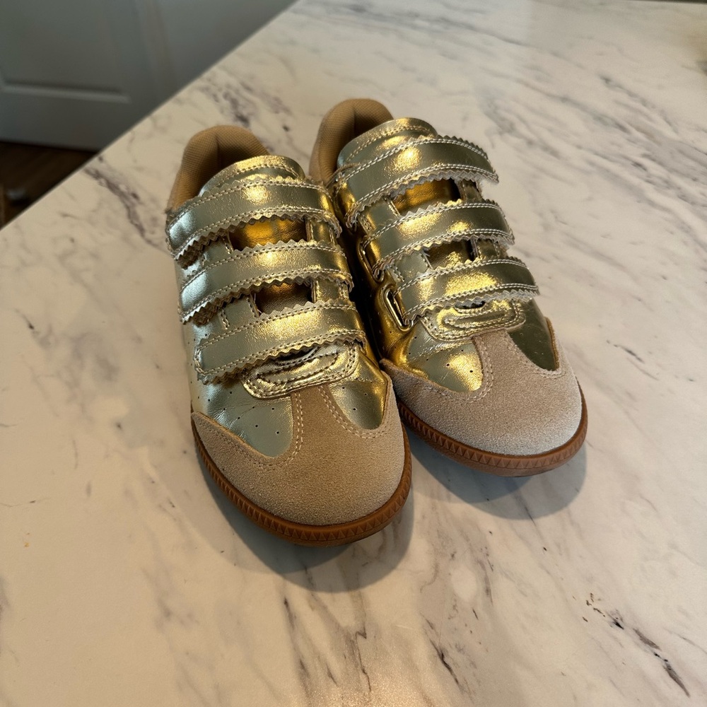 Women’s Gold Steve Madden shoes with Velcro Straps